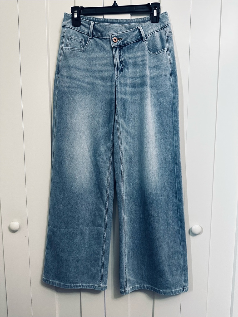 NWT Halara Flex High Waisted Stretchy Knit Wide Leg Jeans Blue Denim XS Reg